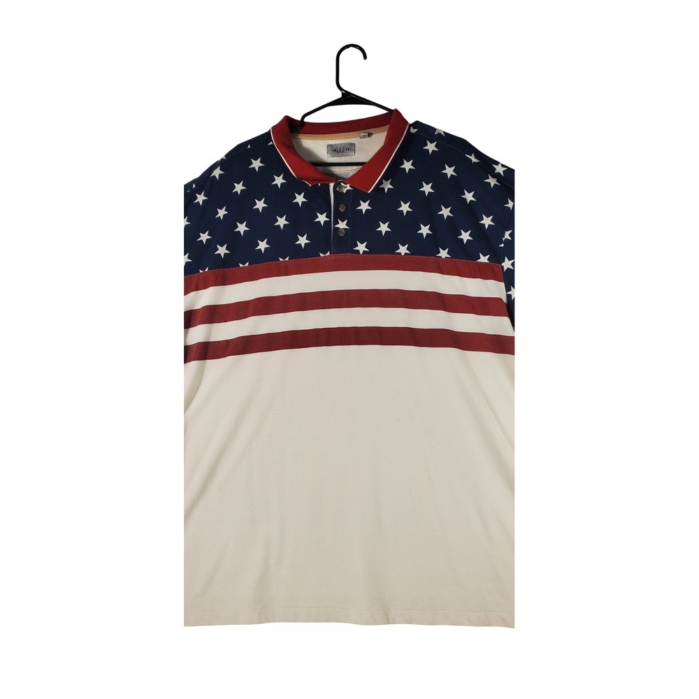 American Legacy Mens Patriotic Polo Shirt USA Flag Stars Stripes Red White Blue